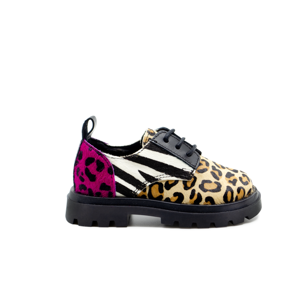 Stringata colorata maculata animalier scarpa con i lacci bambina inverno 2021