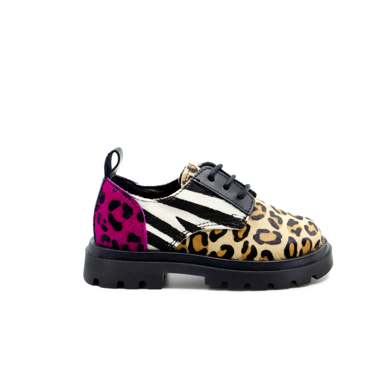 Stringata colorata maculata animalier scarpa con i lacci bambina inverno 2021