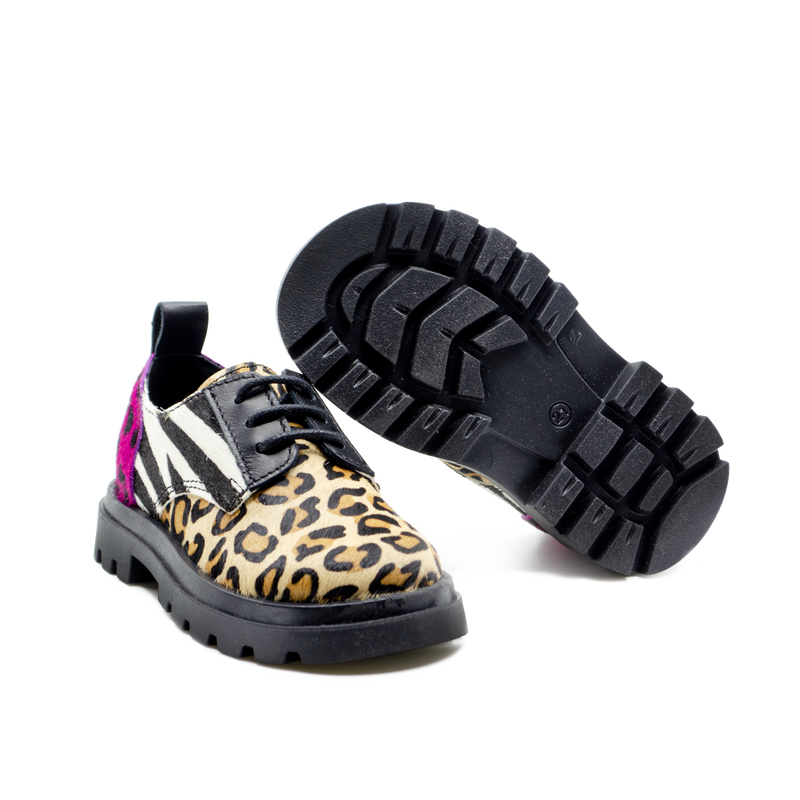 Stringata colorata maculata animalier scarpa con i lacci bambina inverno 2021