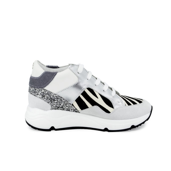 Sneaker Animalier zebrato argento inverno 2021
