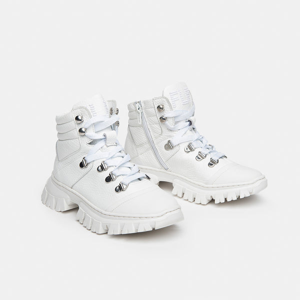 SNEAKER MOUNTAIN WHITE | sneaker alta bianca con lacci e zip interna